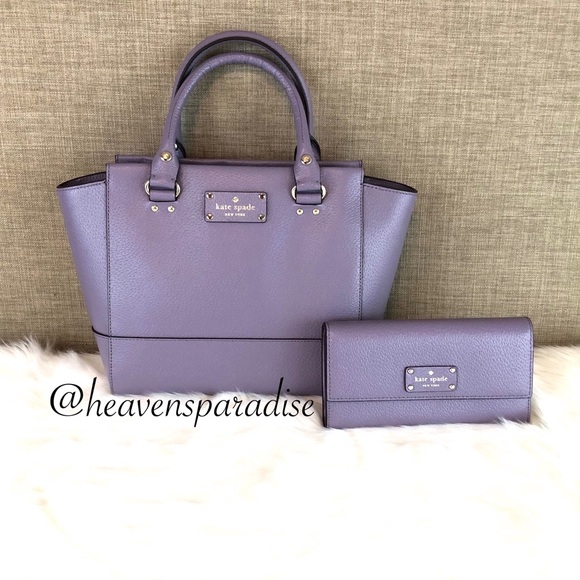 KATE SPADE CAMRYN WELLESLEY PURPLE SATCHEL/WALLET - Picture 1 of 8